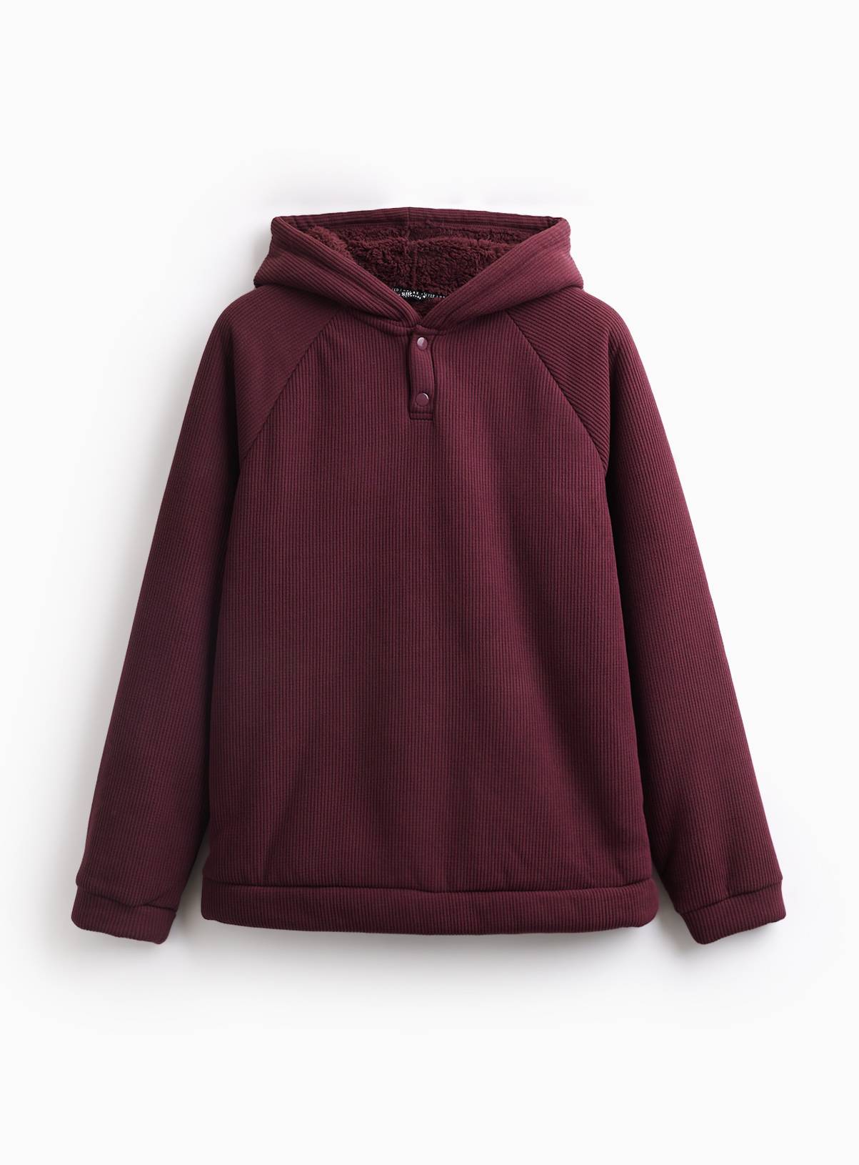 Burgundy Fleece Lined Waffle Hoodie Pyjamas M - Image 3